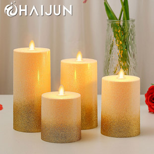 Cross-Border Wholesale Led Digital Candle Lights, Powdered Gold and Silver Christmas Decoration Atmosphere Lights, Simulated Candles