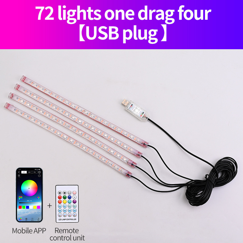 Coche USB Symphony luz ambiental para pies tira de luz decorativa LED de coche luz de ritmo de música de control remoto