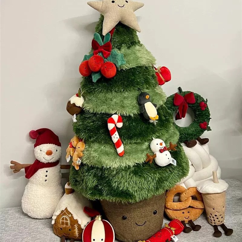 Presentes de Natal: Boneco de Gengibre, Almofada, Cachecol, Boneco de Neve, Guirlanda de Árvore de Natal, Enfeite de Pelúcia, Pingente._voghion.com