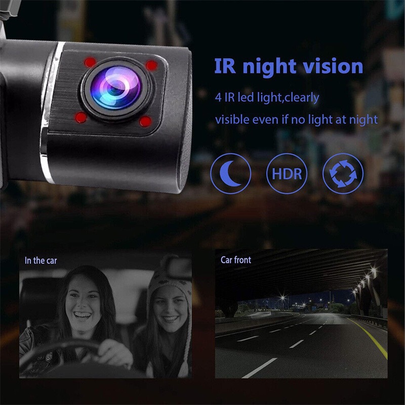 Cross-border driving recorder HD night vision car front car double recording double lens 1.5 inch HD 1080P car DV