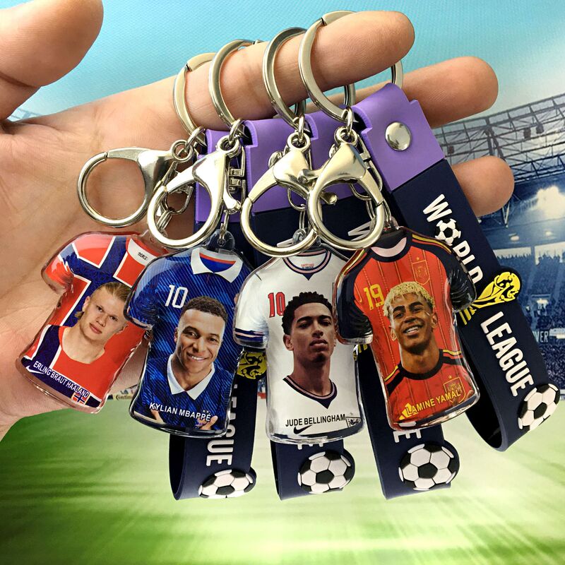 Cross-Border 2026 World Cup Soccer Jersey Keychain Messi C. Ronaldo Mbappé Star Fan Pendant
