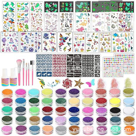 Cross-Border Kidsren's Tattoo Set, Holiday Simple Makeup, Luminous Temporary Tattoo Sticker Set, Free Shipping