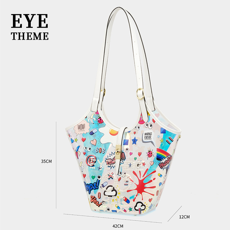 2025 mujer portátil jelly transparente un hombro impresión de material especial de la moda moda bolso 2831 #