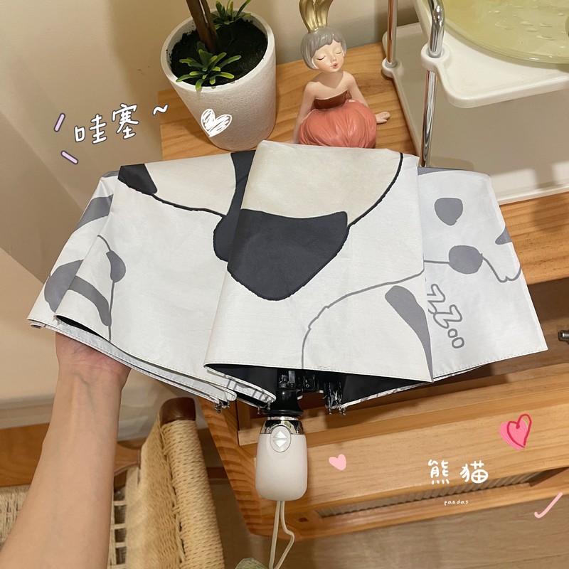 癒し系パンダ団全自動傘女晴雨両用日焼け止め黒ゴム日傘高颜値日傘|undefined