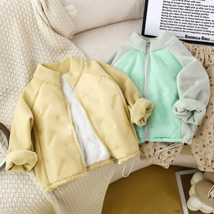 Children's Velvet Jacket Thickened Austrian Velvet Baby Warm Jacket Autumn and Winter Girls Cotton Clothes Western Style Boys Cotton-padded Jacket
