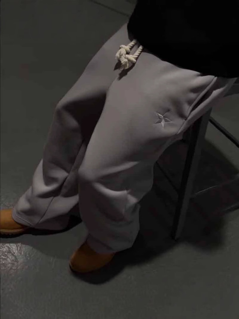 Pantalones Deportivos Bordados de Doble Cintura Estilo Europeo y Americano, Unisex, a la Moda, Estilo Urbano, Pantalones Largos Holgados de Pierna Ancha con Efecto de Dos Piezas