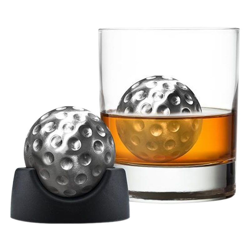Creative Whiskey Ice Wine Stone Color Box Golf Stainless Steel Ice Cube Ice Capsules Round Ice Clip Gift Set