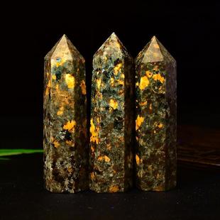 Natural flame stone hexagonal prism decoration sodalite raw stone mineral crystal fluorescent mineral home living room decoration