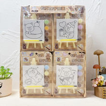 创意卡皮巴拉架子图画卡通DIY涂色画儿童填色画解压画水彩画架批