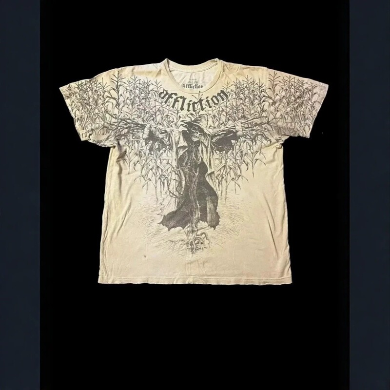 Cross-border printed urban legend distress graphic T-shirt for men, large size, Grunge skull wings, new fashion style