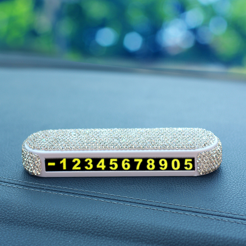 Tarjeta de estacionamiento temporal para automóvil con incrustaciones de diamantes, celebridad de Internet femenina, número de teléfono creativo, tarjeta de transferencia, decoración de automóvil móvil