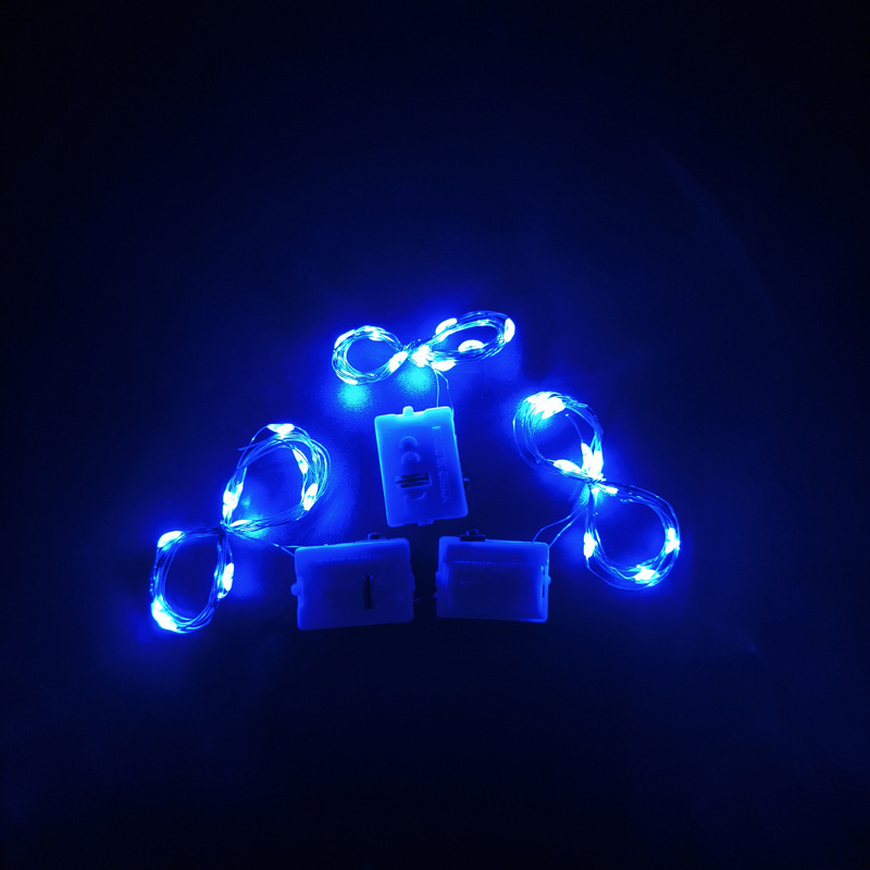 65000810 led铜线小白盒灯串-1米10灯 蓝色