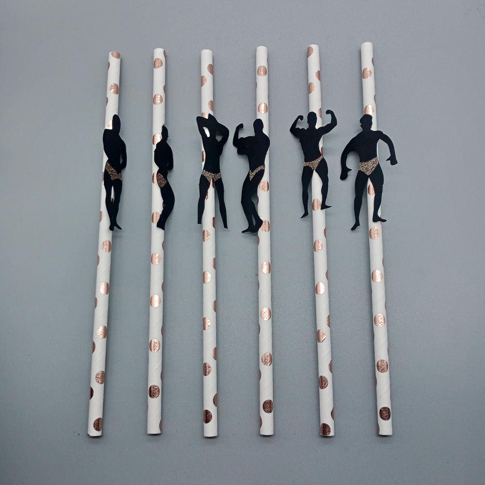 Amazon desechable solo partido paja de papel postre pastel decoración deportes fitness muscle hombres forma paja