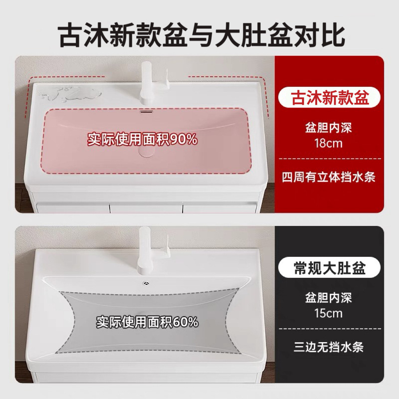 蜂窝铝落地式带腿浴室柜加深陶瓷一体盆卫生间洗手台盆卫浴柜组合|undefined