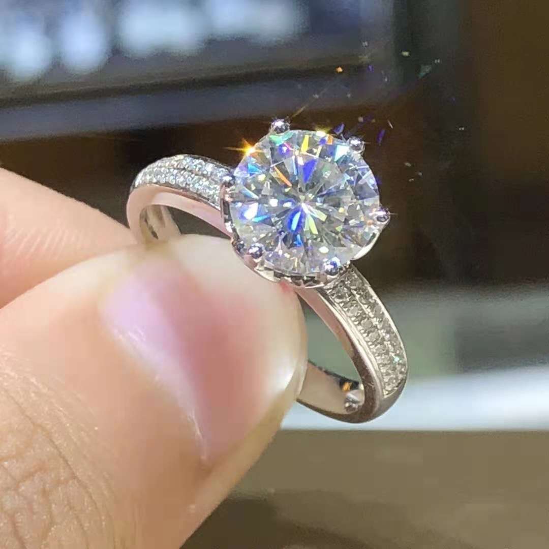 Amerikaanse Moissanite Diamant Dames 2 Karaat Plating PT950 Koppel Aanzoek Trouwring_voghion.com