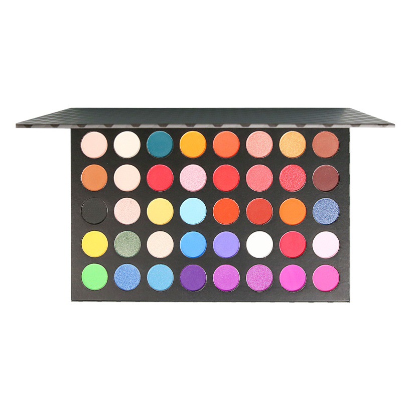 Europeo y americano 40-color negro Plaid sombra de ojos maquillaje artista especial polvo no volador de larga duración mate color tierra maquillaje sombra de ojos placa traje