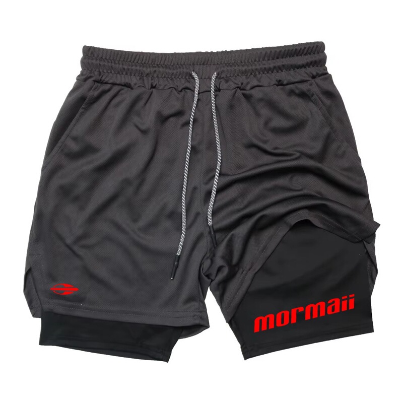 Cross-border men's breathable mesh athletic shorts, summer tennis 2-in-1 double-layer fitness running and jogging quick-drying shorts