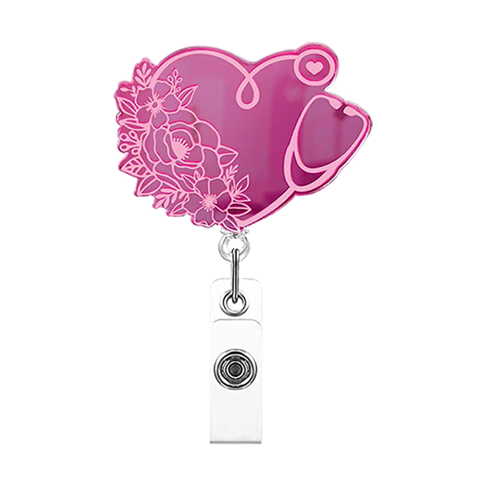 2023 nuevo clip de insignia retráctil acrílico de color degradado de pvc hebilla fácil de tirar