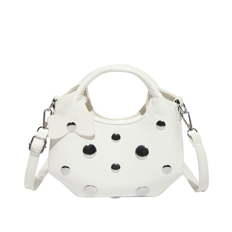 Bolso de alta calidad con textura 2025 verano nuevo bolso femenino moda bowknot bandolera personalidad remache bandolera