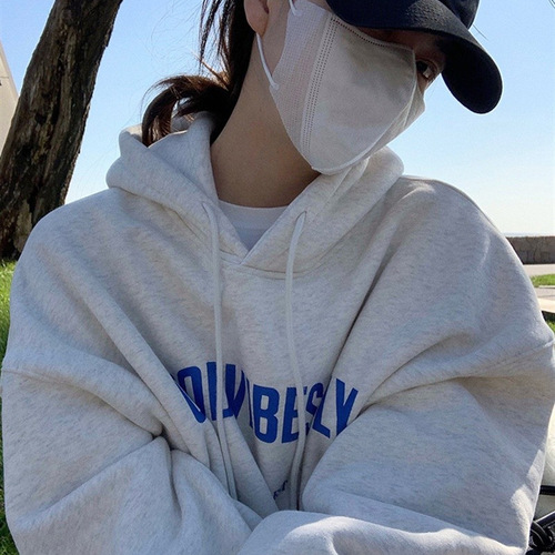 Women's American Letter Print Slim Hooded Sweatshirt Spring and Autumn Wear Loose Couple's Fashion Outerwear