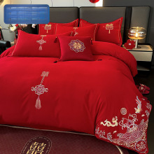 高档刺绣中式婚床龙凤婚庆四件套婚床新婚婚房陪嫁批发源头工厂