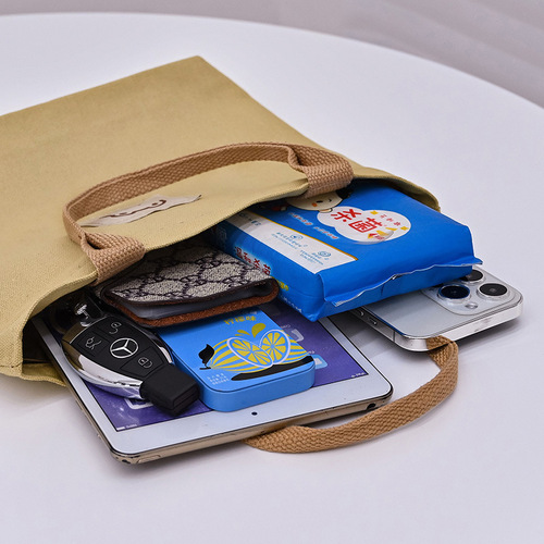 Japanese-style canvas tote bag, large capacity, extra-large commuter lunch box bag, minimalist and versatile storage bag