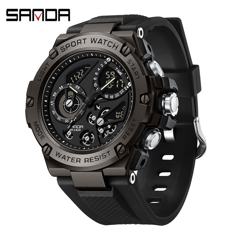 Sanda reloj, reloj electrónico multifuncional para estudiantes de secundaria junior, despertador de luz nocturna coreano, reloj masculino a prueba de agua y choque