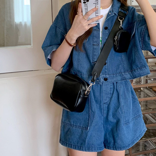 2024 Korean New Ins Minimalist Personality Trendy Cool Retro Clutch Small Square Bag Three-in-One Shoulder Crossbody Bag