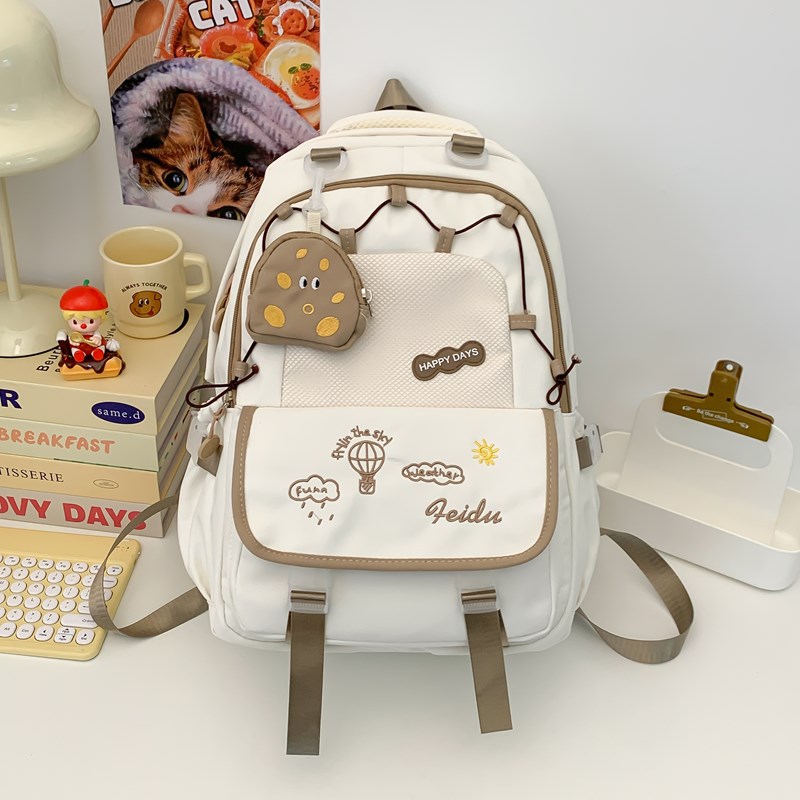 Mochila de estudiante de secundaria de alto valor, color de contraste, hermosa mochila nueva y versátil, mochila de estilo universitario de gran capacidad