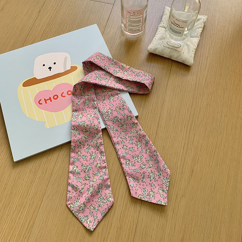 Bufanda de seda, tira larga, sentido de alta gama, nueva bufanda floral de verano, camisa y corbata, bufanda pequeña delgada, cinturón con cordones