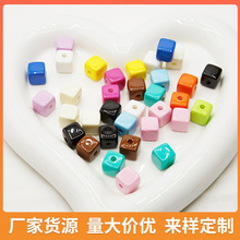 抖音爆款14mm多巴胺烤漆方块珠直孔散珠DIY手机链钥匙扣串珠饰品