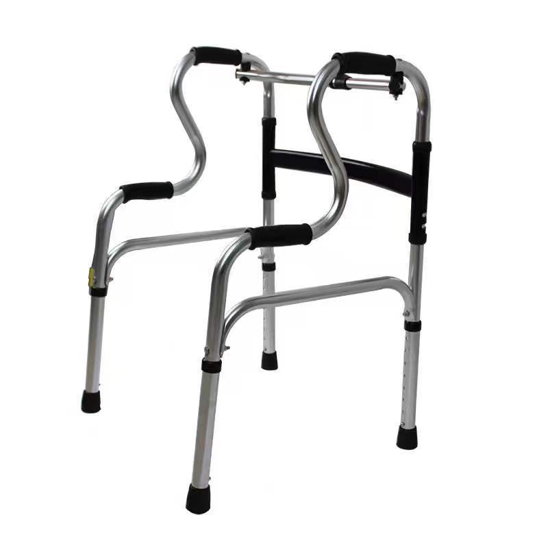 Acero inoxidable anciano caminando caminante plegable muletas de rehabilitación caminante auxiliar antideslizante de cuatro patas asistido brazo