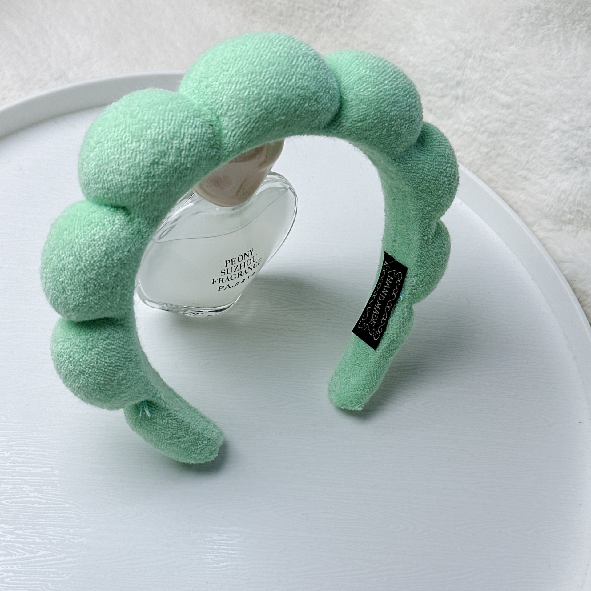 Diadema de Esponja tipo Nube de Tela para Lavado de Cara