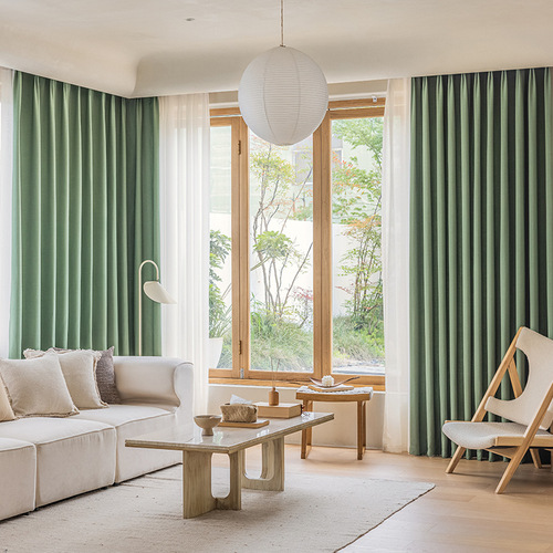 Wholesale Modern Minimalist Solid Color Linen Fabric for Shaoxing Keqiao Cotton Linen Curtains, Full House Set Customization