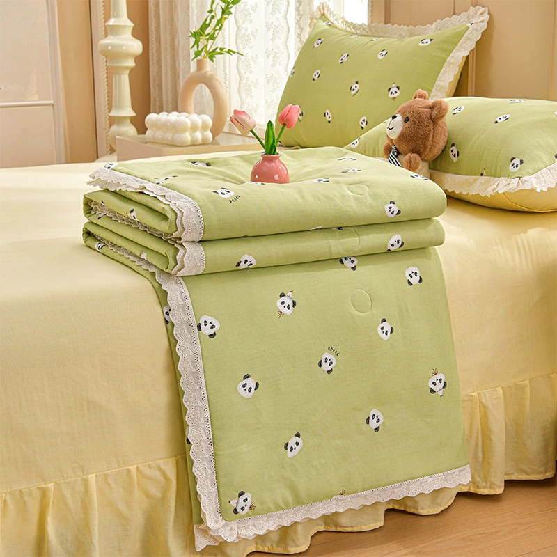 Cotton double-layer fresh bedspread, summer duvet, set, 4 piece set