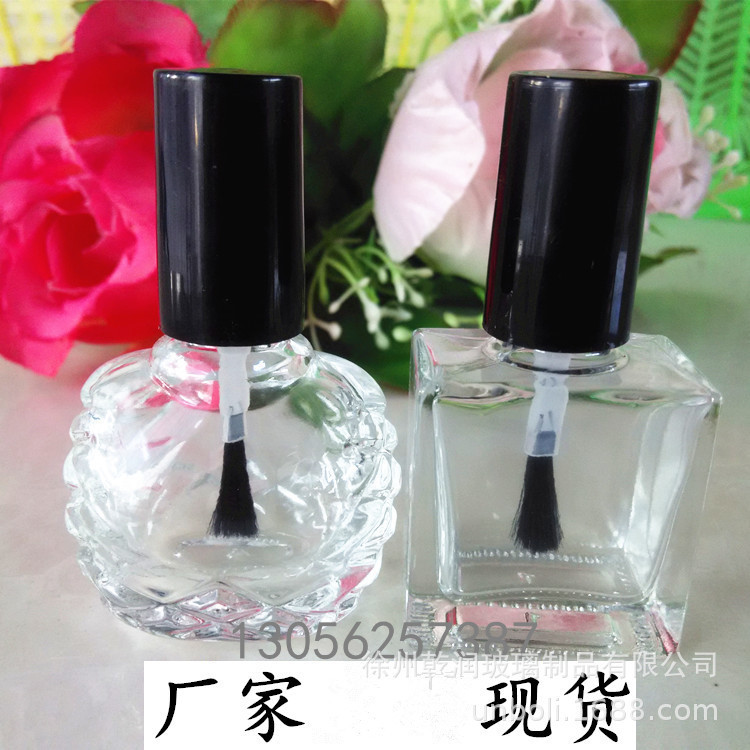 现货定制指甲油瓶玻璃空瓶杜邦毛宽刷腮红出口黑色甲油胶分装批发