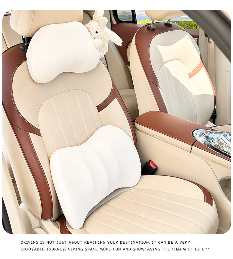 Blue Rain Ice Silk Car Headrest and Lumbar Support Rabbit Breathable Car Seat Cushion Cute Seat Waist Support Pillow Summer