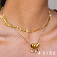 杰鼎欧美18K金不锈钢水钻项链配饰女不掉色钛钢项饰品高级感跨境