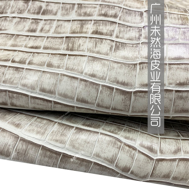 头层牛皮擦色竹节纹鳄鱼纹手机壳装饰桌面用真皮