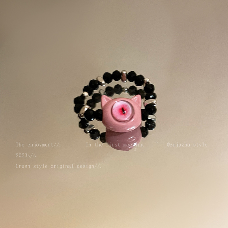 Dibujos animados lindo gato anillo 2023 nuevo nicho diseño chica corazón exquisita joyería al por mayor