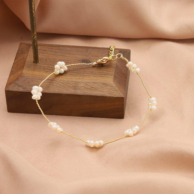 Pulsera de perlas de agua dulce natural Xiaomi nicho de alta calidad personalidad pulsera joyas de oro 18k chapado en oro real