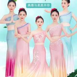 傣族舞蹈服装儿童成人孔雀舞练功半身鱼尾裙艺考表演演出服套装