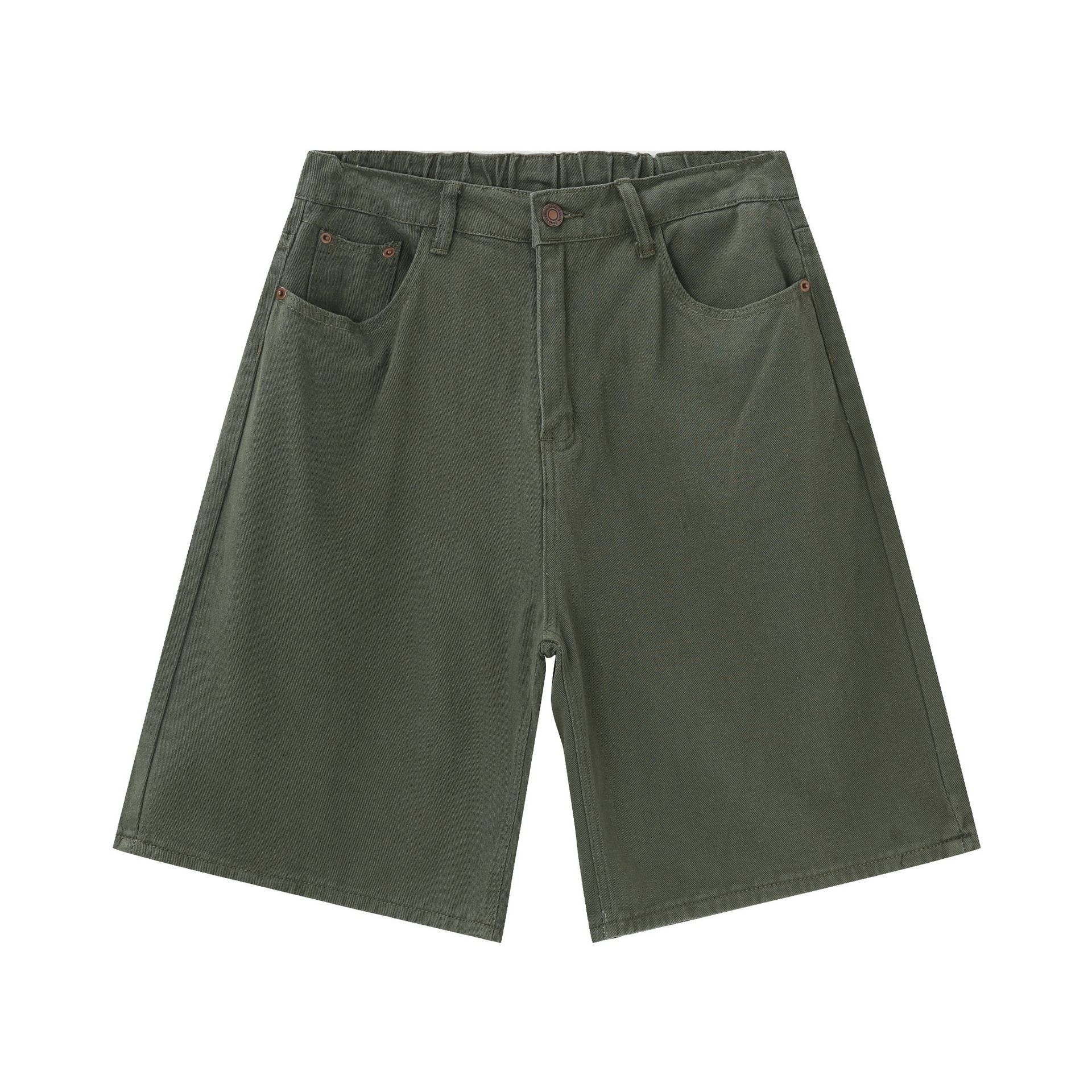 Men's Clothing Men's Casual Wide Leg Five Point Shorts Denim Colorful Loose Straight Leg Half Elastic Waist Summer Style_mkmklike.com