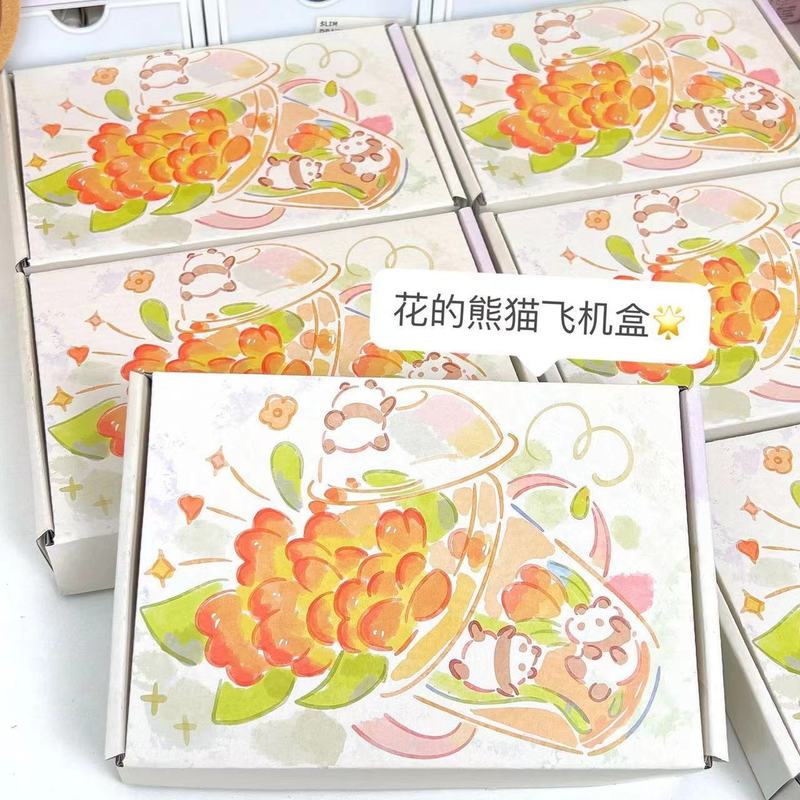 花的熊猫飞机盒卡通可爱快递礼品盒包装出卡打包材料手工发货批发|undefined