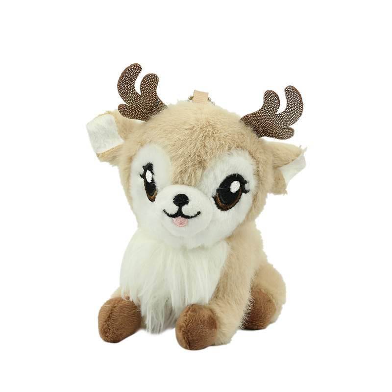 Cutie ciruela ciervo colgante juguetes de peluche Navidad ciervo muñeca bolsas colgante muñeca llaveras muñecas de tela