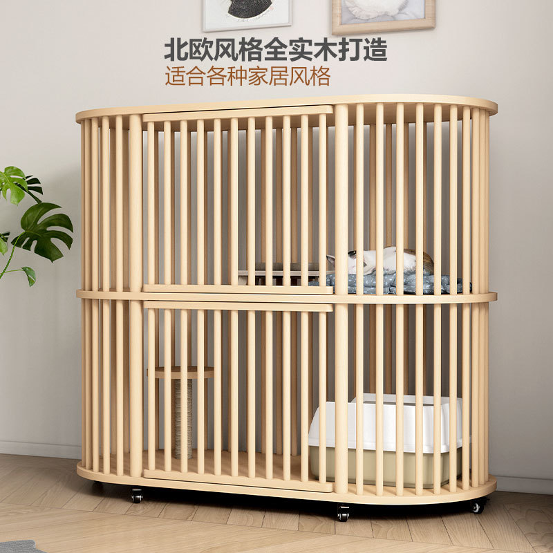 Gabinete para gatos al por mayor de fábrica, jaula para gatos de espacio súper grande, villa para gatos de madera maciza, casa para gatos de doble capa de lujo, suministros para mascotas