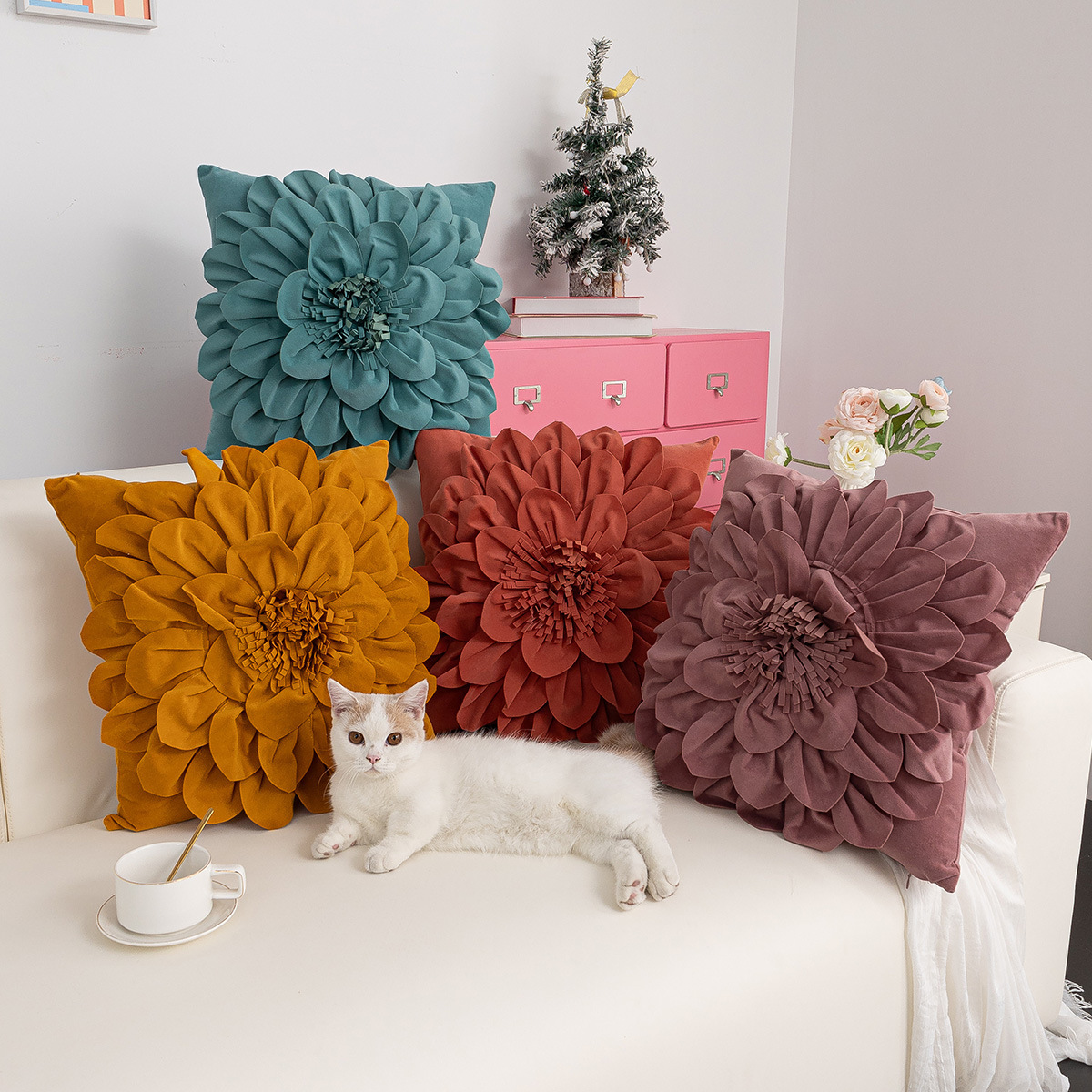 Quality Assurance Hot Selling Global Ins Style Flower Pillow Case Gift recommend Bedside Sofa Big Pillow Cushion