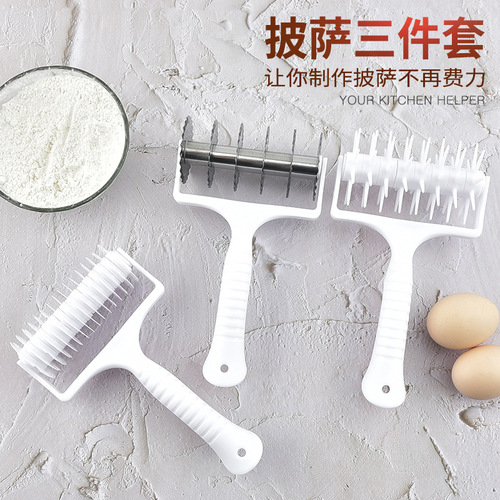 Factory Wholesale Roller Needle Pizza Puncture Cutter Flower Cutter Noodle Cut Pizza Roller Knife Plastic Baking Tool 