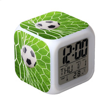 美加墨世界杯足球七彩变色闹钟墨美加发光闹钟周边体育运动