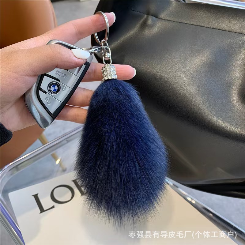 真狐狸毛尾巴汽车钥匙扣挂件个性简约可爱毛绒包包挂饰男女手作|undefined